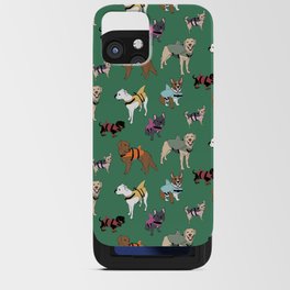 Dog Sharks (dogs in shark life-jackets) on green iPhone Card Case