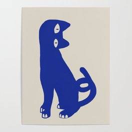 Color blue cat minimal Poster