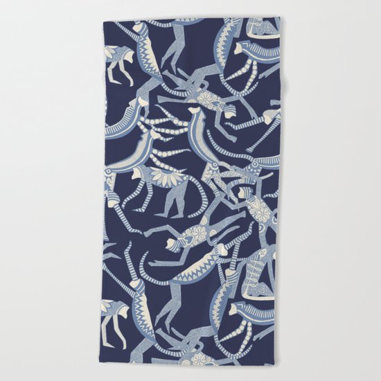 monkey blue Beach Towel
