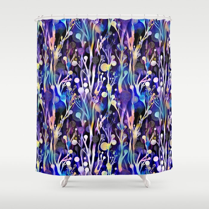Space Seaweed Otherworldly Botanicals Abstract Flowers Shower Curtain