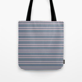 [ Thumbnail: Slate Gray, Pink, and Dark Grey Colored Lines Pattern Tote Bag ]