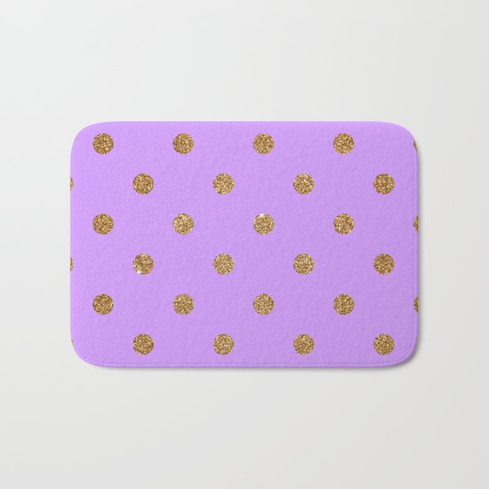 Purple Gold Glitter Dots Bath Mat