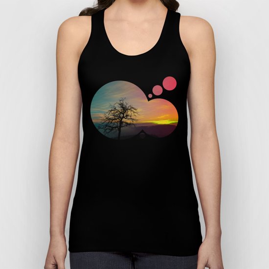 Old tree and colorful sundown panorama | landscape photography Unisex Tank Top