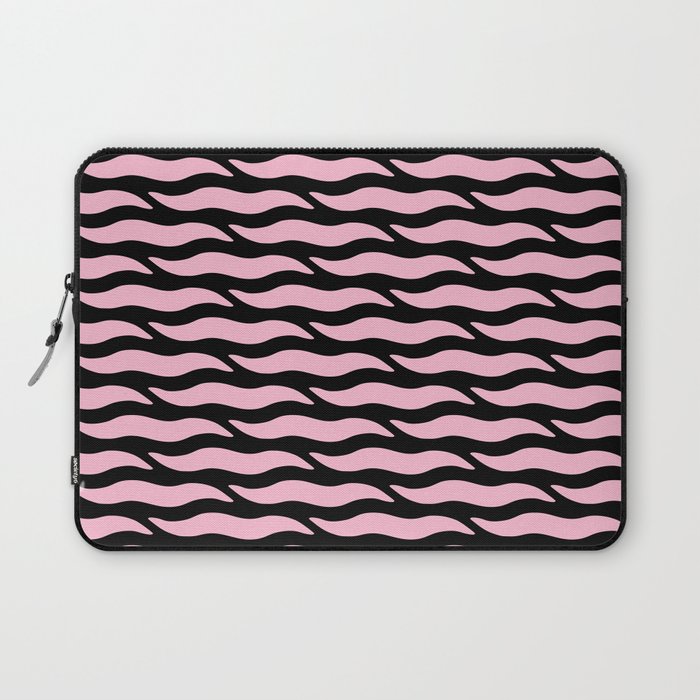 Tiger Wild Animal Print Pattern 336 Black and Pink Laptop Sleeve