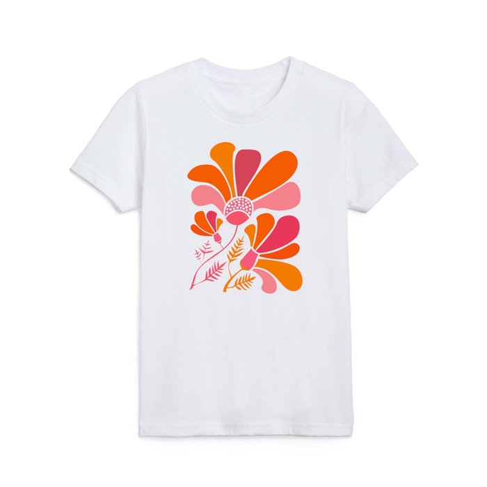 70s Disco Blooms in Pink and Orange Kids T Shirt