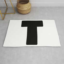 T (Black & White Letter) Area & Throw Rug