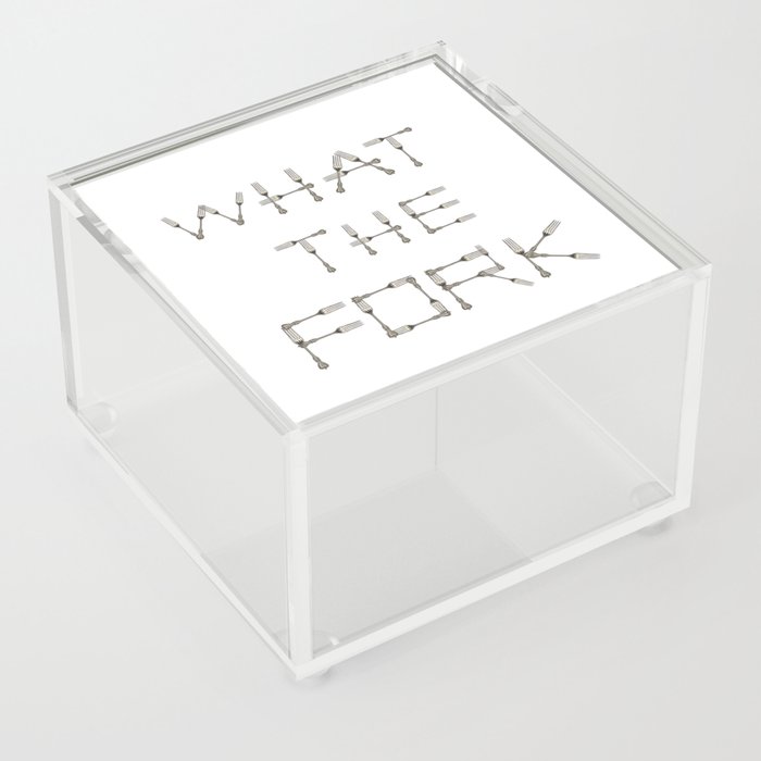 WHAT THE FORK design using fork images to create letters  Acrylic Box