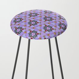 Pink and White Florets Triangle Pattern Counter Stool