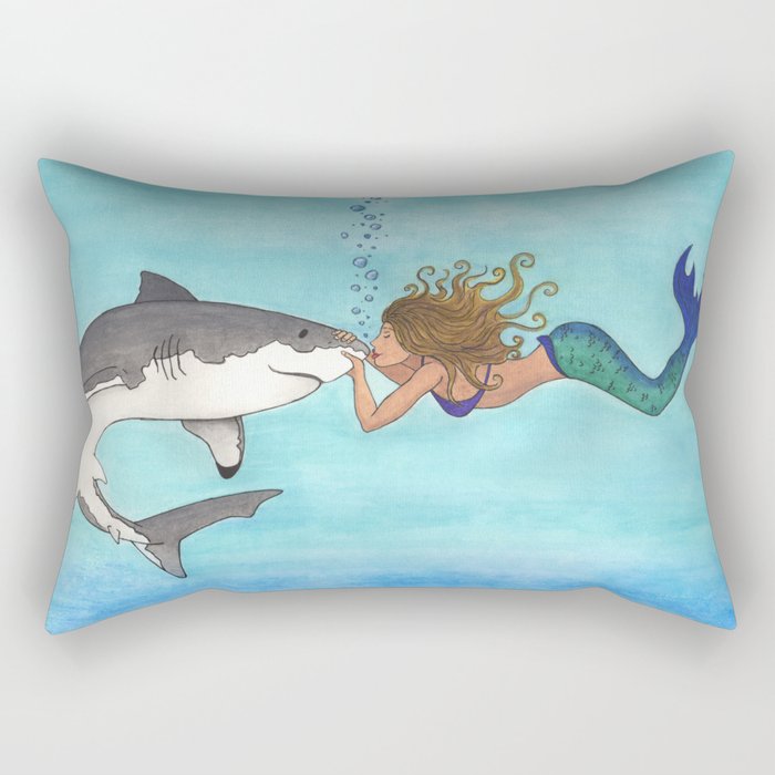 The Shark and the Mermaid Rectangular Pillow
