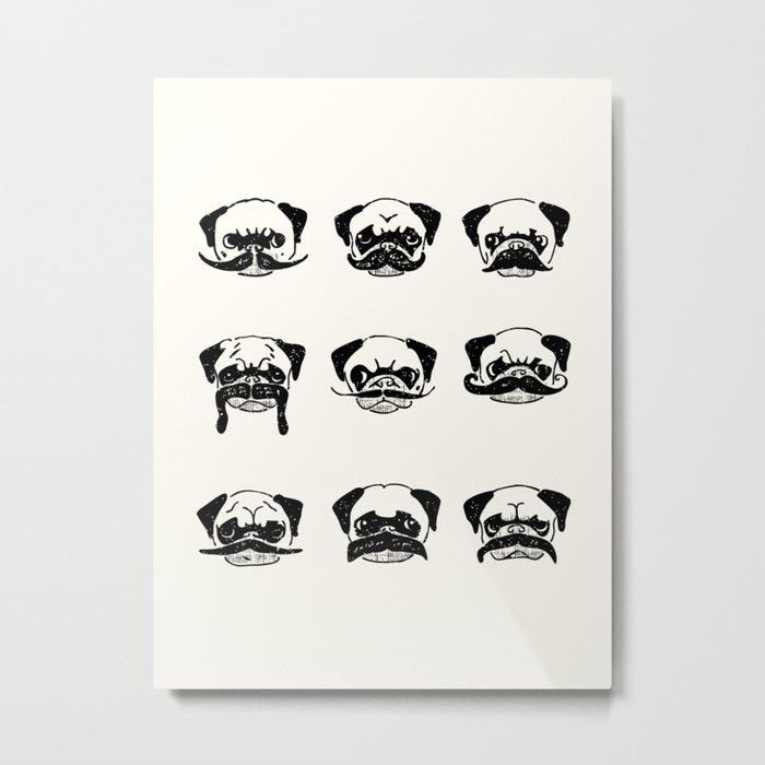 Moustaches of The Pug Metal Print