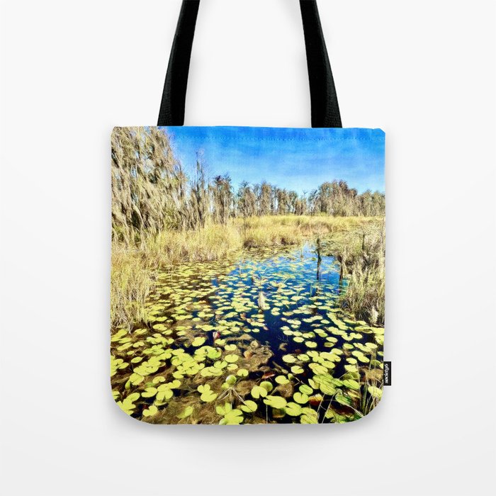 Cypress Swamp and Lily Pads Tote Bag