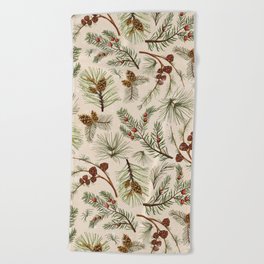 Christmas Spruce Light  Beach Towel