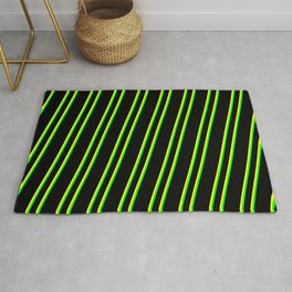 [ Thumbnail: Black, Yellow, and Lime Colored Pattern of Stripes Rug ]
