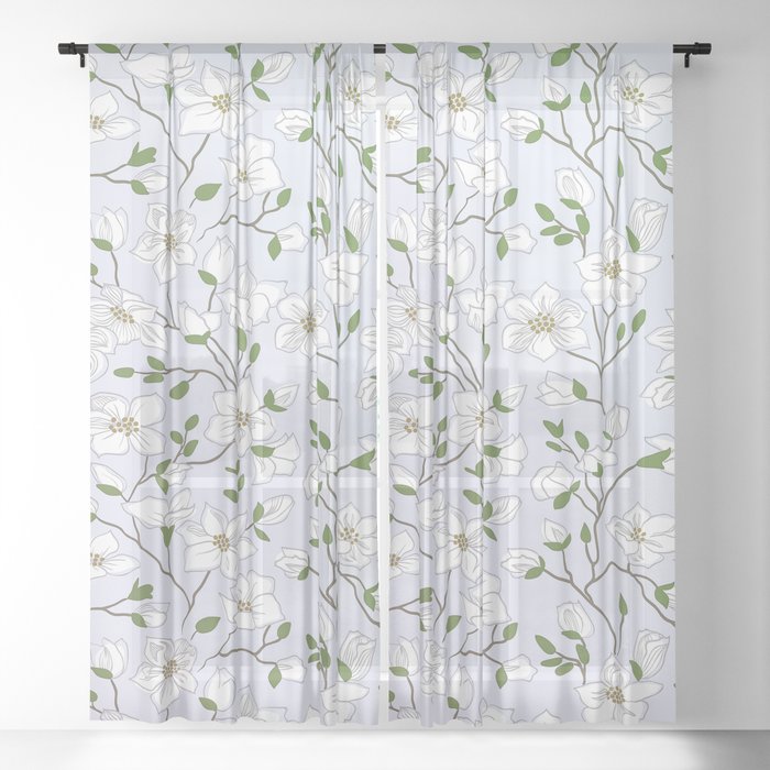 Cute White Fl Ditsy Pattern Sheer, Patterned Sheer Curtains White