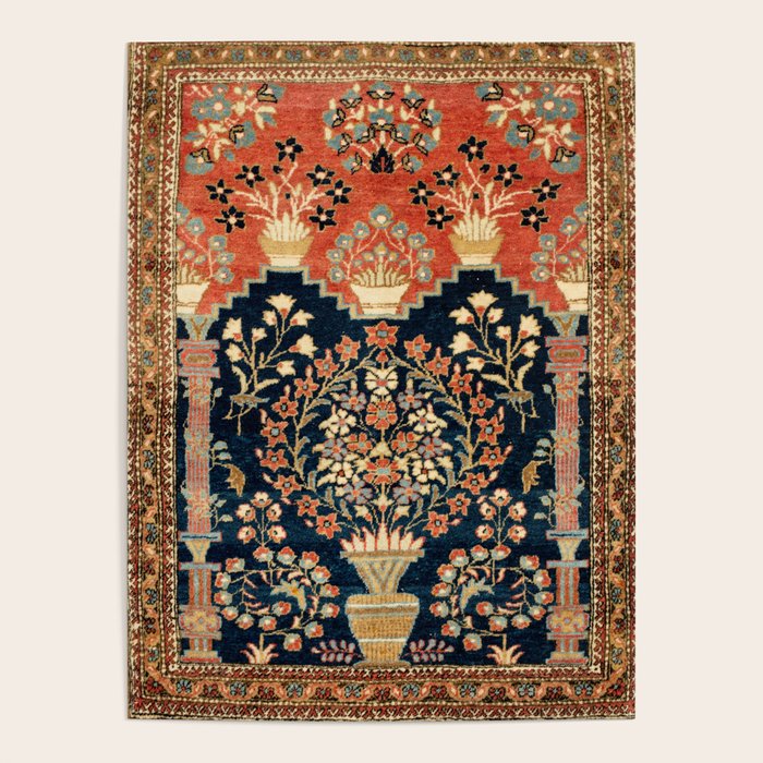 Kashan Poshti Antique Central Persian Rug Print Poster by Vicky Brago
