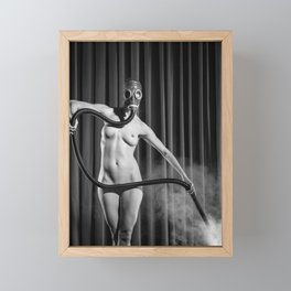 Nude woman with gasmask Framed Mini Art Print