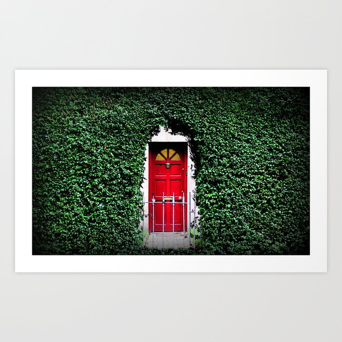 Red Door Winter In Dublin Ireland Christmas Photography Art Print
