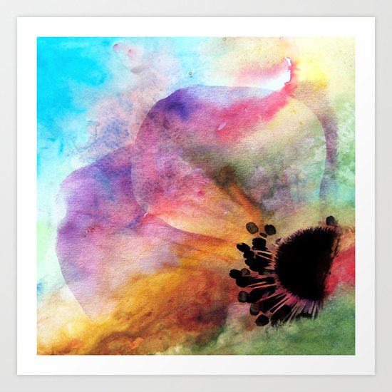 Abstract anemone one colorful watercolor Art Print