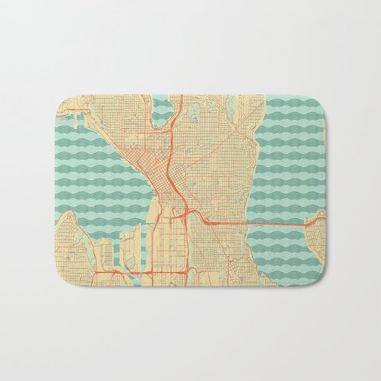 Seattle Map Retro Bath Mat