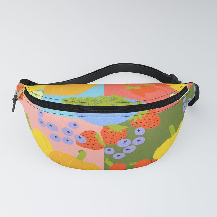 Retro Modern Mixed Summer Fruits and Vegetables Fanny Pack
