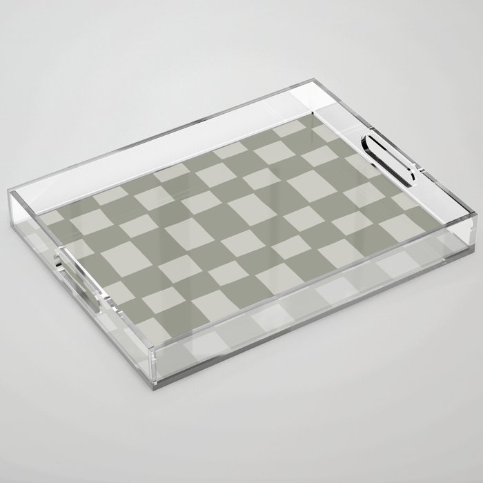 Tipsy checker in forest green Acrylic Tray