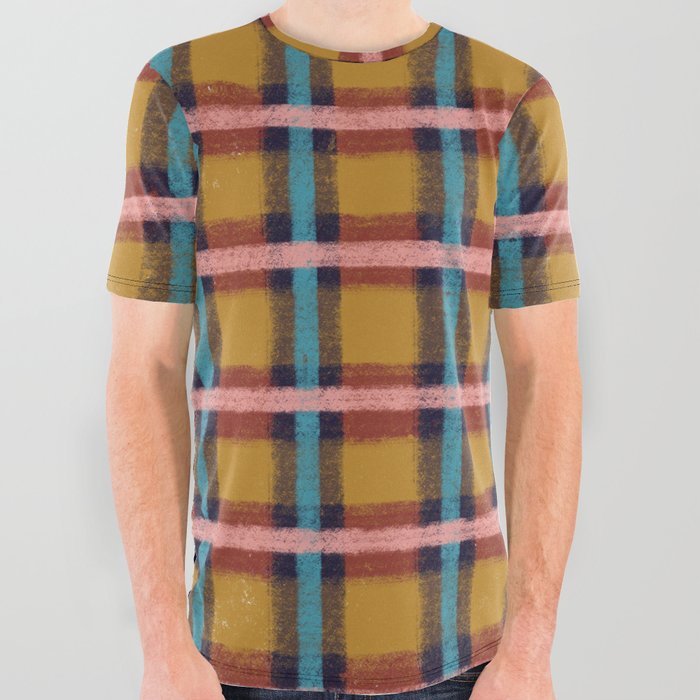 Gingham brown pattern All Over Graphic Tee