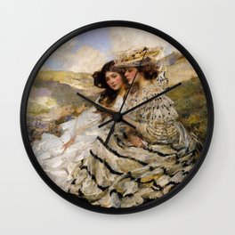 On the Dunes, Lady Shannon and Kitty by James Jebusa Shannon Wall Clock