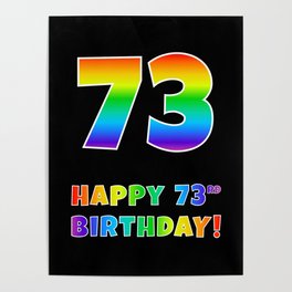[ Thumbnail: HAPPY 73RD BIRTHDAY - Multicolored Rainbow Spectrum Gradient Poster ]