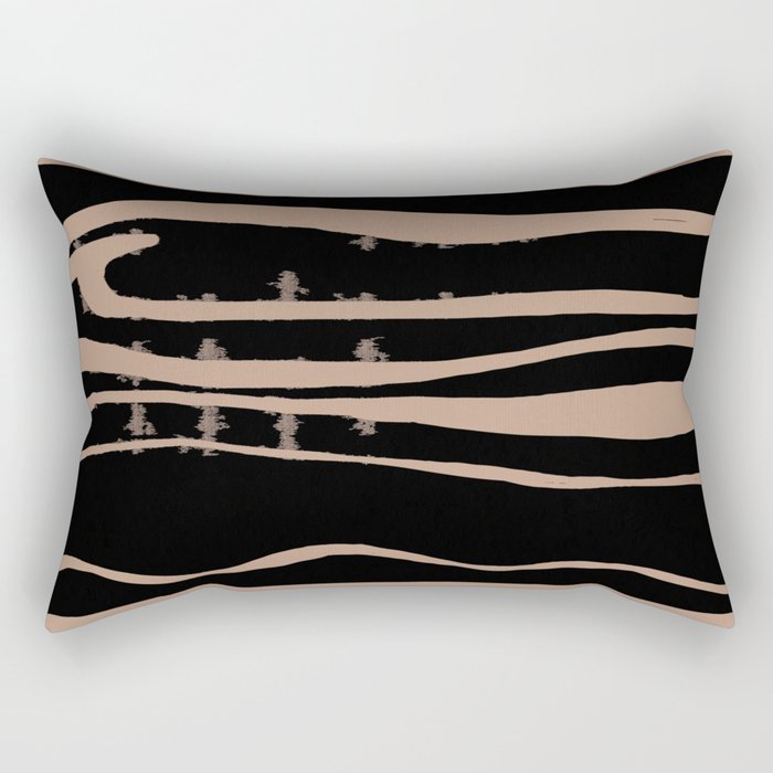 Minimalistic Black Wave Painting Pattern Rectangular Pillow