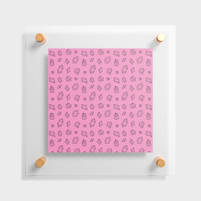 Pink and Black Gems Pattern Floating Acrylic Print
