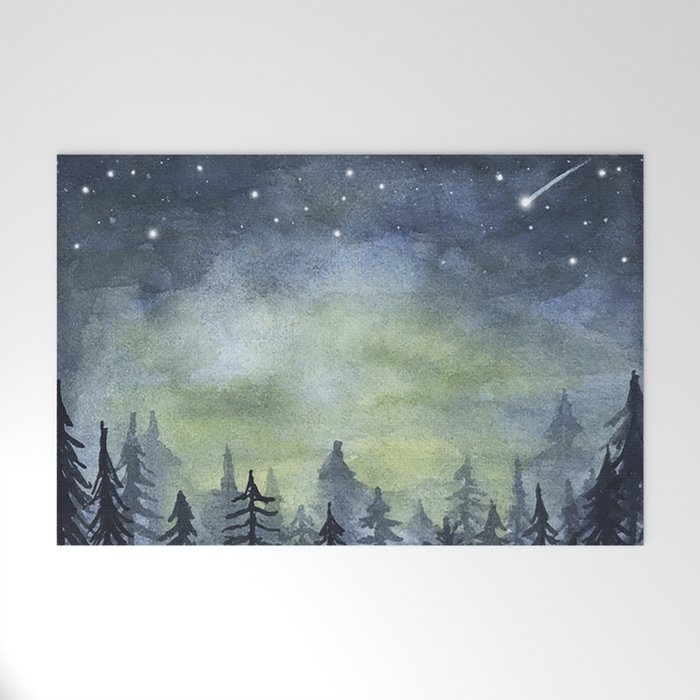 Night forest Welcome Mat