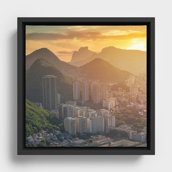 Brazil Photography - Beautiful Sun Rise Over Rio De Janeiro Framed Canvas