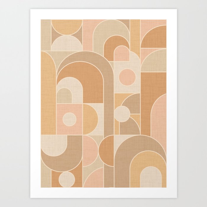 Abstract Bauhaus Shapes - Neutral Colors Art Print