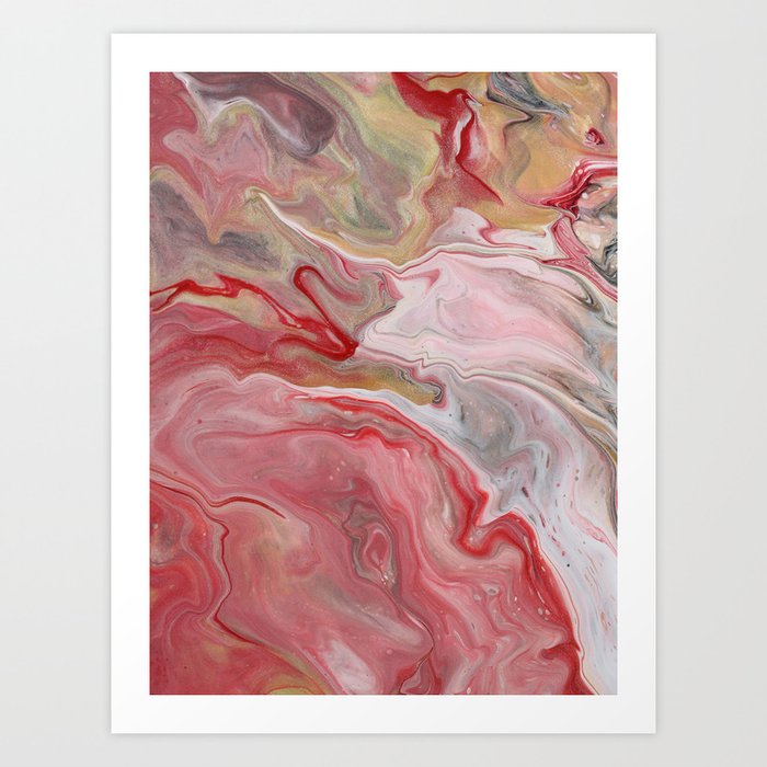 Liquid marble red Art Print