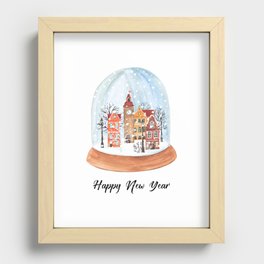 snow globe happy new year Recessed Framed Print