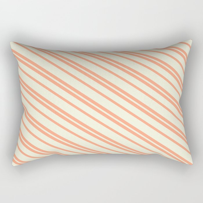 Light Salmon and Beige Colored Stripes/Lines Pattern Rectangular Pillow