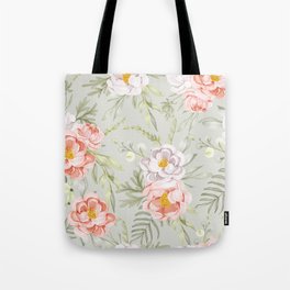 Delicate Shabby-Chic Watercolor Floral Pattern Tote Bag