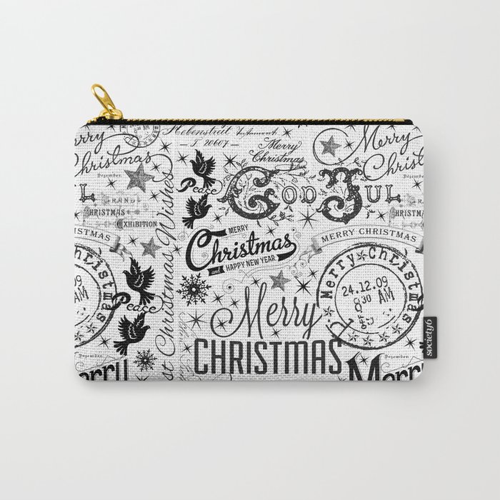 Black and White Christmas Typography Design Carry-All Pouch