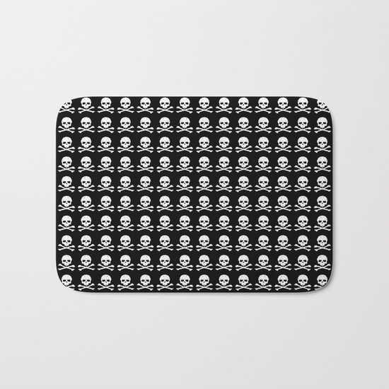 Skull and X-Bones in Black and White (Smaller) Bath Mat