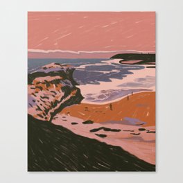 California Beach Orange Landscape  Canvas Print