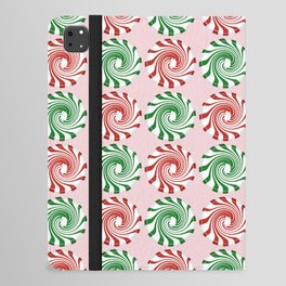Holiday Peppermint swirl candies on bubblegum pink iPad Folio Case