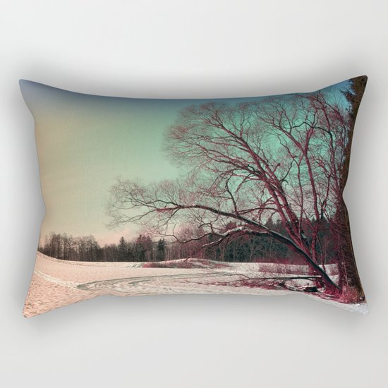A snowy trail and some trees Rectangular Pillow