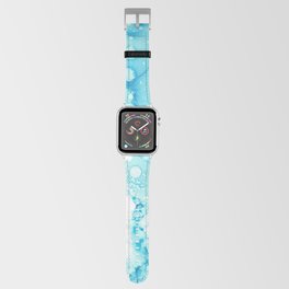 Light Ocean Blue bubbles Abstract 4222 Alcohol Ink Painting by Herzart Apple Watch Band