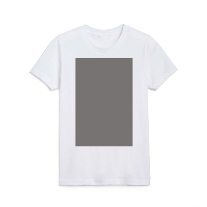 Dark Grayed Taupe Solid Color Pairs Pantone Silent Storm 17-1508 TCX Shades of Gray Hues Kids T Shirt