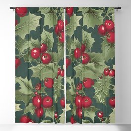 Christmas Sprigs and Berries Pattern 3 Blackout Curtain
