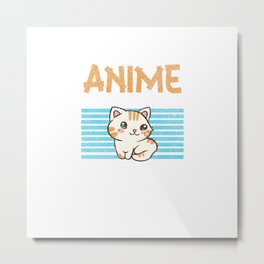 Anime Art For Women Teen Girls Kawaii Anime Cat Metal Print