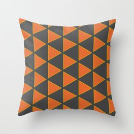 Orange Grey Geometrical Pattern Throw Pillow