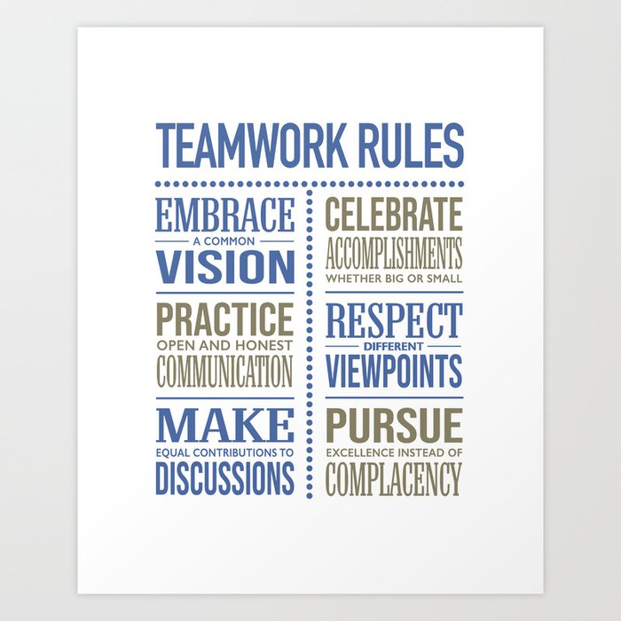 Teamwork Rules - Teamwork Poster For Office - Office Wall Art Art Print
