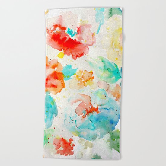 Abstract Flowers 02 Beach Towel