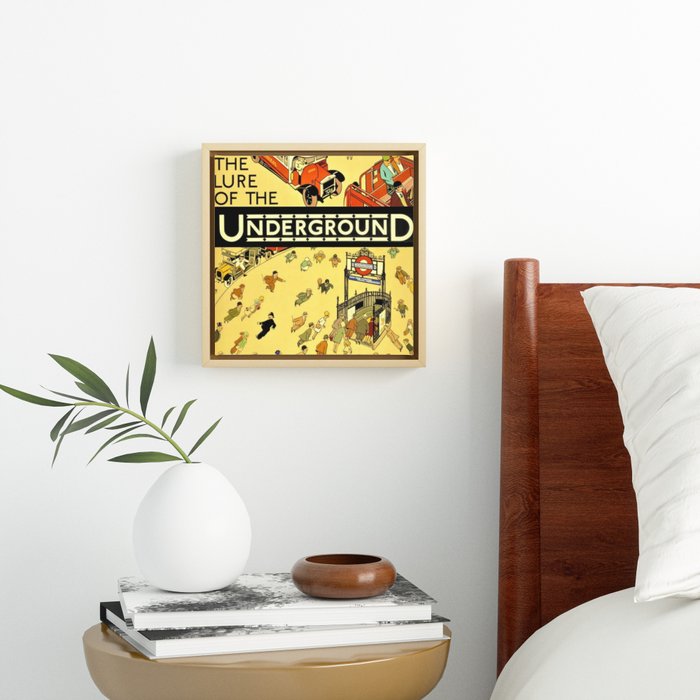 Vintage Lure of the London Underground Subway Travel Advertisement Poster  Framed Canvas by Jeanpaul Ferro